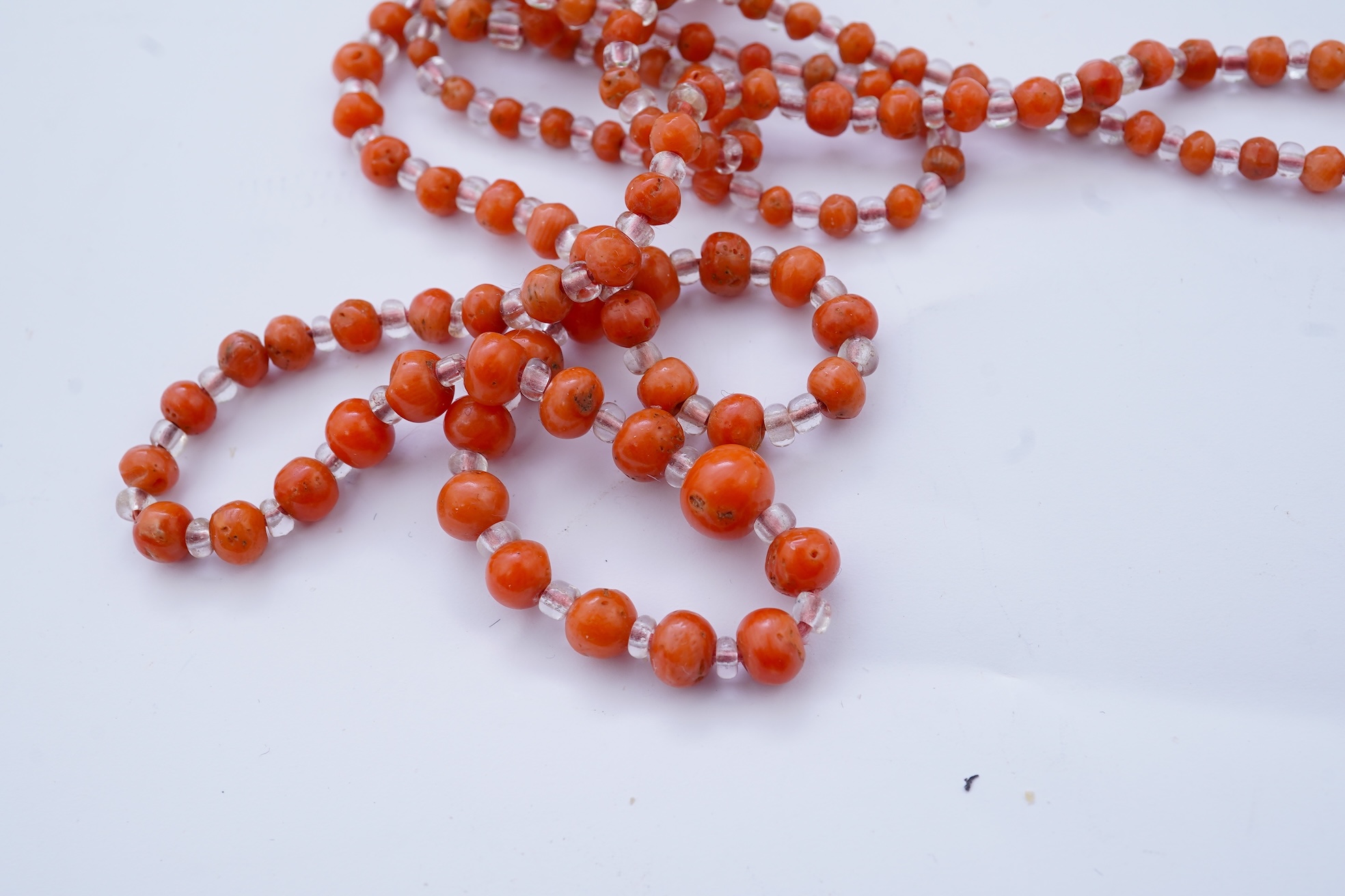 A coral and rock crystal necklace, early 20th century